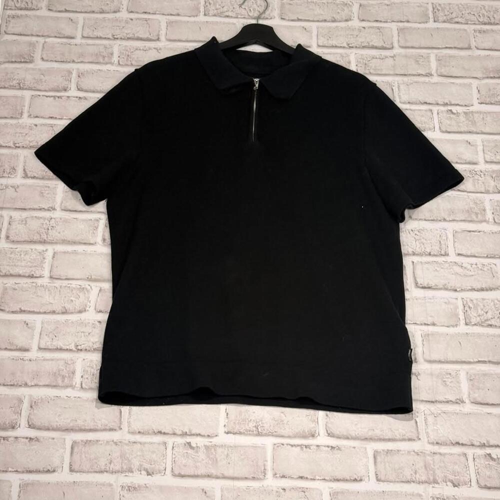 Jack‎ & Jones Premium Milano Spring Knit Polo 1/4 Zip Sweater Black Men's Size L